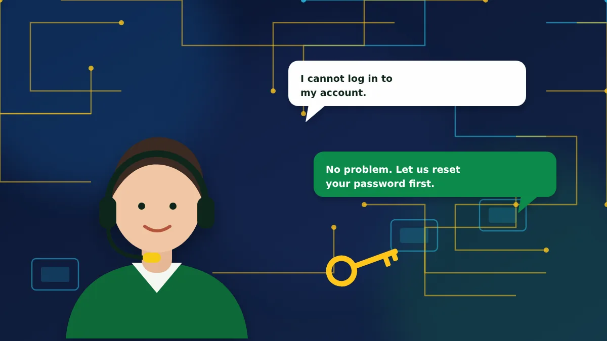 Support agent answering a customer who cannot log in